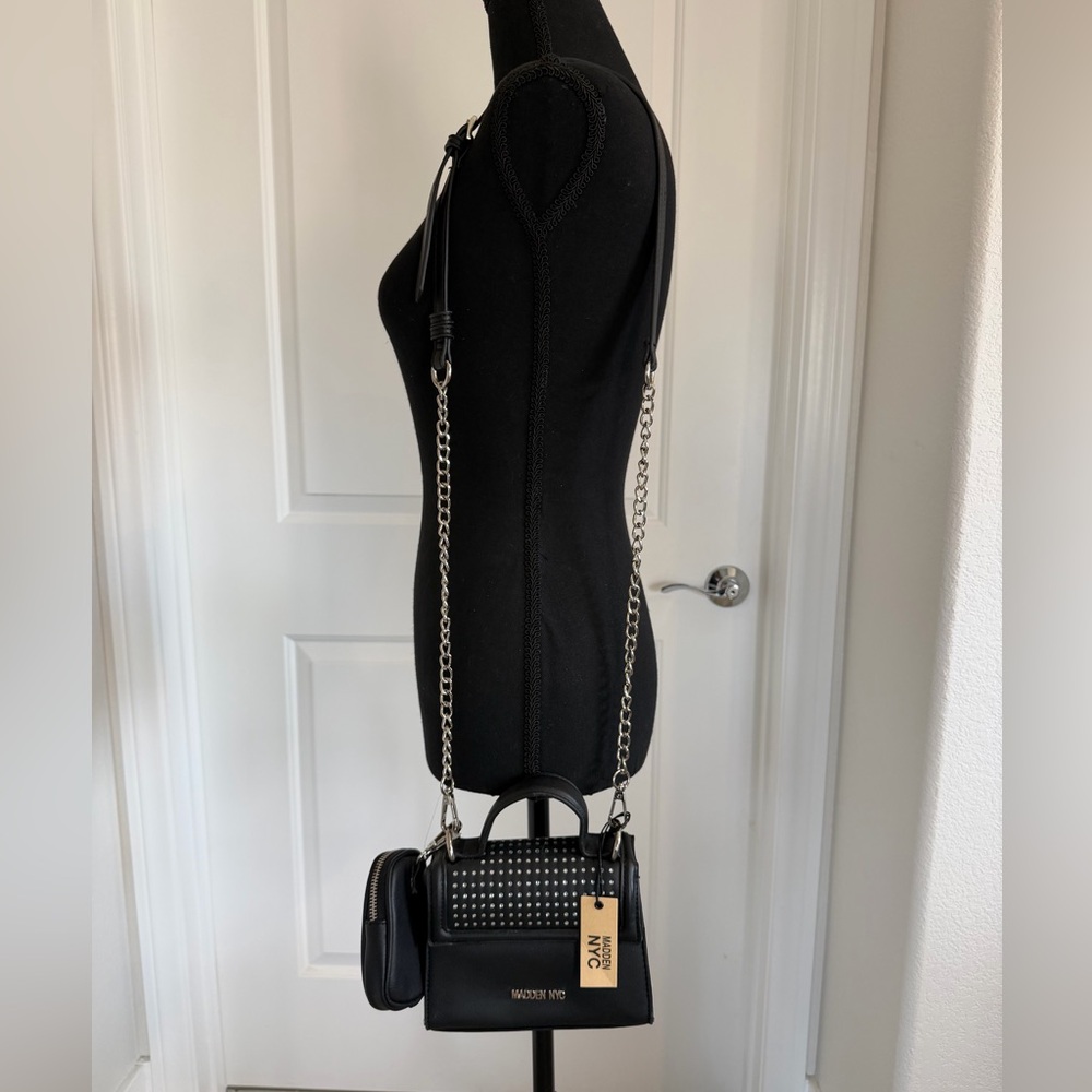 NWT Madden Black Studded Crossbody Satchel